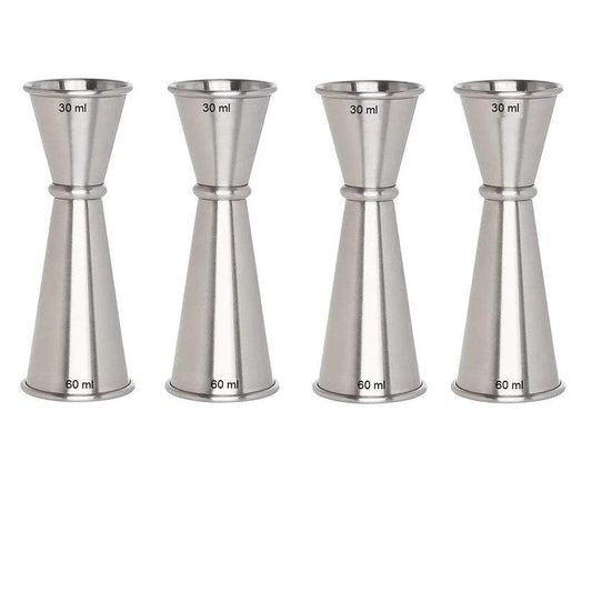 Treasure Exports Double Cocktail Jigger Japanese Style Stainless Steel Bar Peg Measuring Jigger: 30-60 ml : 4 Pcs Sets - TREASURE EXPORTS