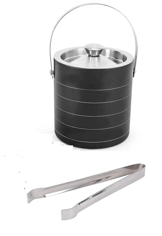 Treasure Exports Stainless Steel Bar Set, Bartender Kit Set of 2 Piece| Bar Tool Set with Ice Bucket and Ice Tong - TREASURE EXPORTS