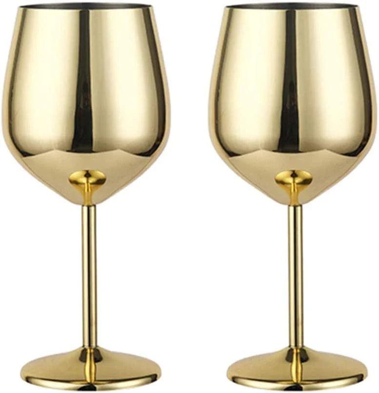 Treasure Exports Stainless Steel Stemmed Wine Glasses 350 ml, Unbreakable Wine Glass Goblets, Gift for Men and Women, Party Glasses - 350 ml (Gold) - TREASURE EXPORTS
