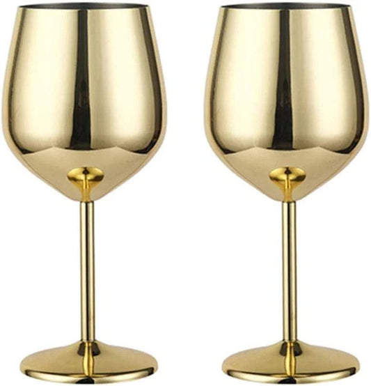 Treasure Exports Stainless Steel Stemmed Wine Glasses 350 ml, Unbreakable Wine Glass Goblets, Gift for Men and Women, Party Glasses - 350 ml (Gold) - TREASURE EXPORTS