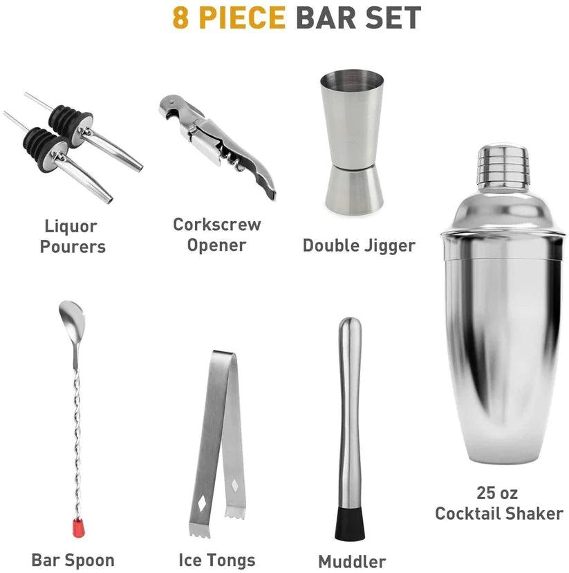 Treasure Exports Cocktail Shaker Set 8 Piece Basic Bartender Kit for Drink Mixing Martini - TREASURE EXPORTS