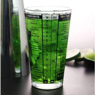 Treasure Exports Transparent Cocktail Mixing Glass with Printed Recipes Mixing and 4 Pong Strainer - TREASURE EXPORTS