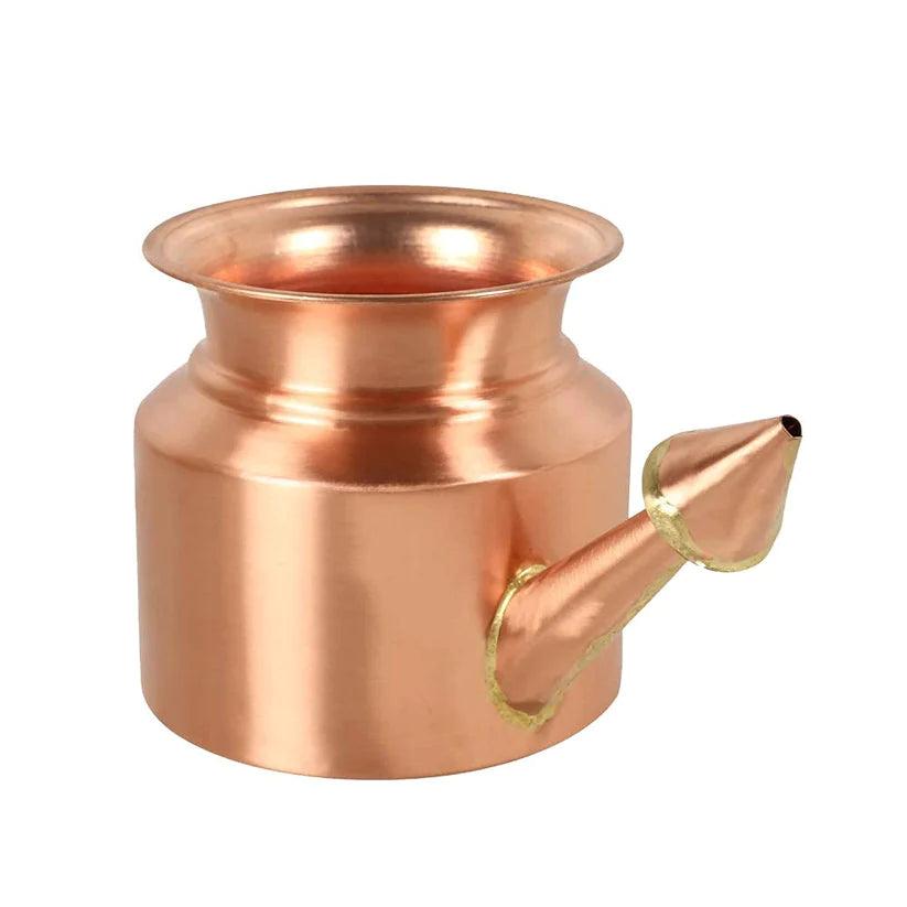 Treasure Exports Copper Yoga and Ayurveda Jala Neti Pot for Sinus, Nose Irrigation and Cleaning - TREASURE EXPORTS
