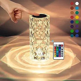 Treasure Exports Crystal Diamond Table Lamp Dimmable Touch And Remote Control Romantic 16 Color Diamond Table Lamps Usb Rechargeable Led Night Stand Lamp (Multicolor) (Crystal Rose Lamp) - TREASURE EXPORTS