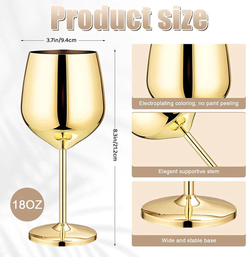 Treasure Exports Stainless Steel Stemmed Wine Glasses 350 ml, Unbreakable Wine Glass Goblets, Gift for Men and Women, Party Glasses - 350 ml (Gold) - TREASURE EXPORTS