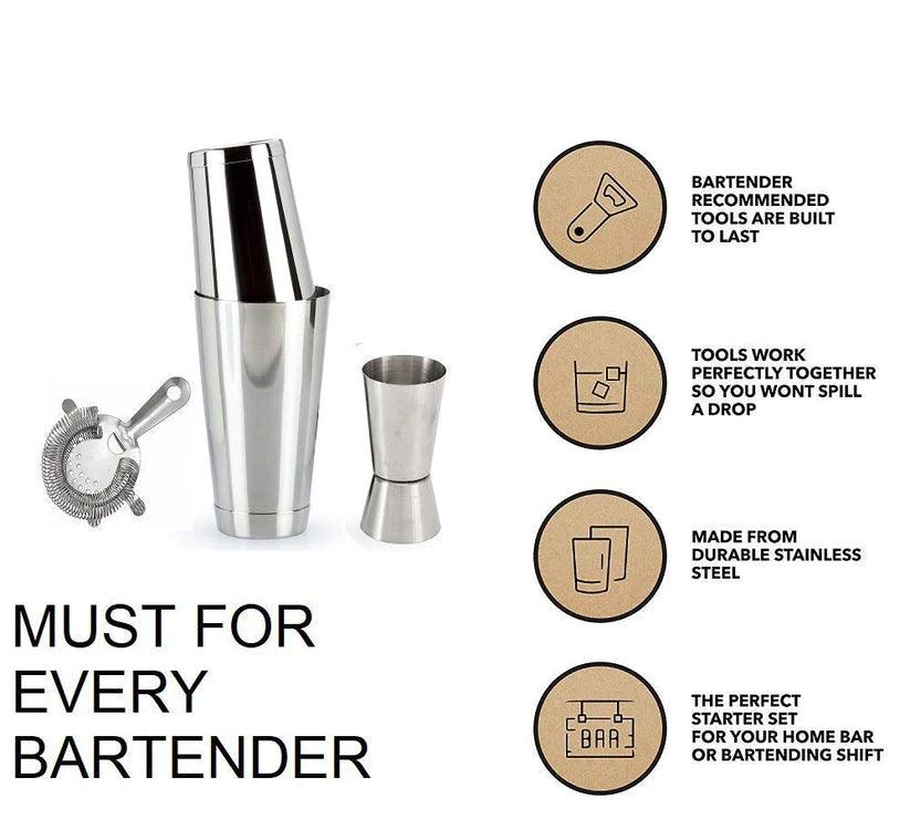 Treasure Exports Cocktail shakers Stainless Steel Boston Shaker / Martini Drink Mixer - Professional barware Bartender Tool - for Alcohol Drinks - TREASURE EXPORTS