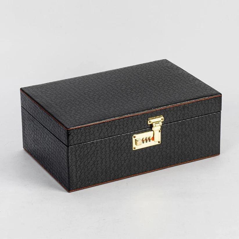 Treasure Exports Croc Print Vegan Leathers Bar Set | Premium Bar Set Portable Leatherette Bar Set for car | 3 Whiskey Glasses - Black & Beige - TREASURE EXPORTS