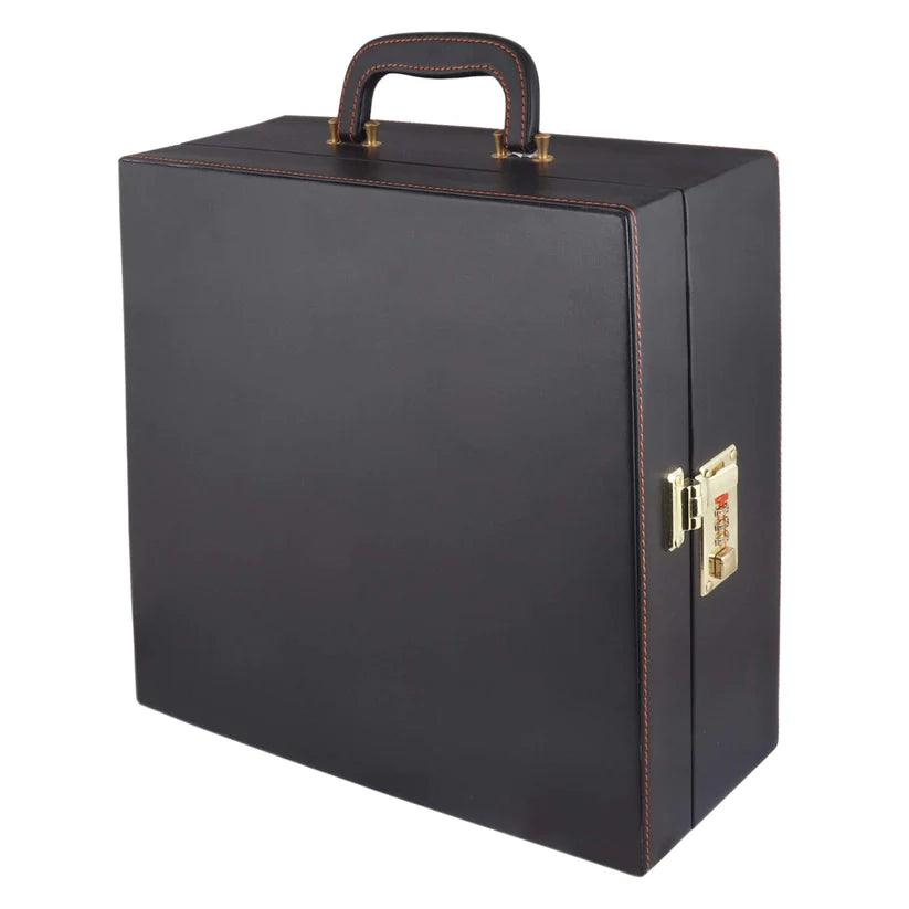 Treasure Exports Croc Print Vegan Leathers Bar Set | Premium Bar Set Portable Leatherette Bar Set for car | 3 Whiskey Glasses - Black & Beige - TREASURE EXPORTS