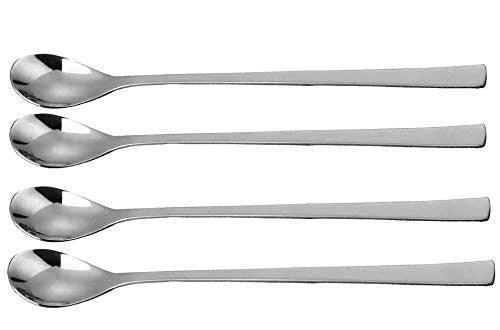 Treasure Exports Long Handle Mixing Stirring Spoon for Tall Glasses, Ice Tea Coffee Ice Cream Cocktail Bar Stainless Steel, Soda Spoon, Bourn Vita/Horlicks, Milkshake Spoon 8" : Set of 4 - TREASURE EXPORTS