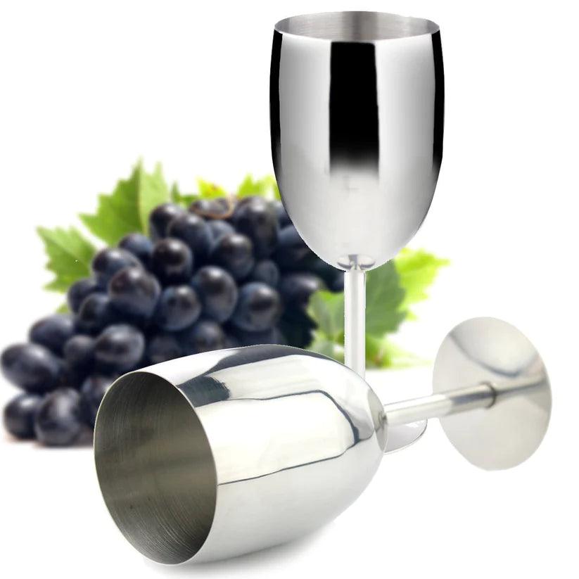 Treasure Exports Stainless Steel Stemmed Wine Glasses, Copper Coated Unbreakable Wine Glass Goblets, Premium Gift for Men and Women - 350 ml: Set of 2 Pcs - TREASURE EXPORTS