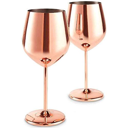 Treasure Exports Stainless Steel Stemmed Wine Glasses, Shatter Proof Unbreakable Wine Glass Goblets, Premium Gift for Men and Women - 350 ml Set of 2 Pcs - TREASURE EXPORTS