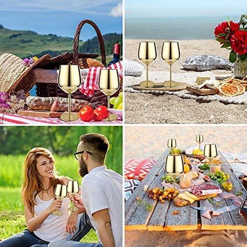 Treasure Exports Stainless Steel Stemmed Wine Glasses 350 ml, Unbreakable Wine Glass Goblets, Gift for Men and Women, Party Glasses - 350 ml (Gold) - TREASURE EXPORTS
