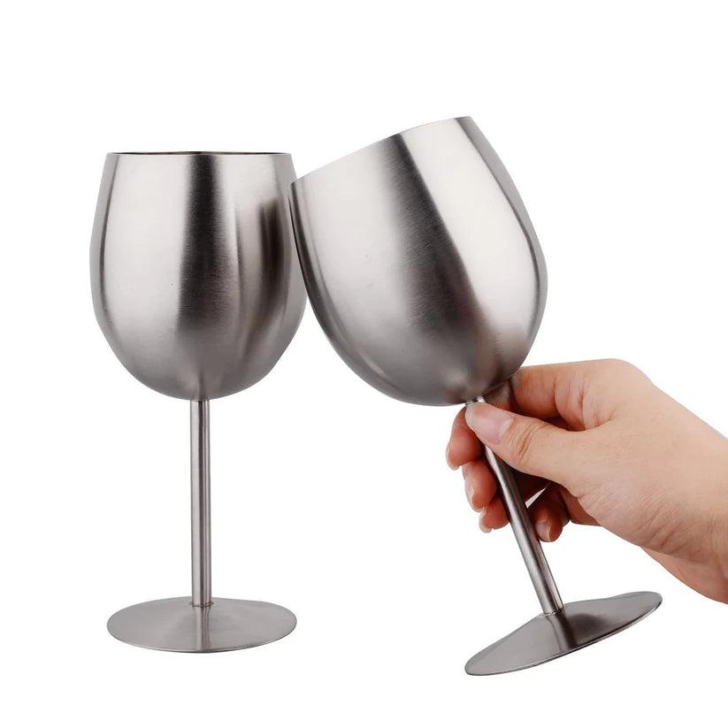 Treasure Exports Stainless Steel Stemmed Wine Glasses, Copper Coated Unbreakable Wine Glass Goblets, Premium Gift for Men and Women - 350 ml: Set of 2 Pcs - TREASURE EXPORTS