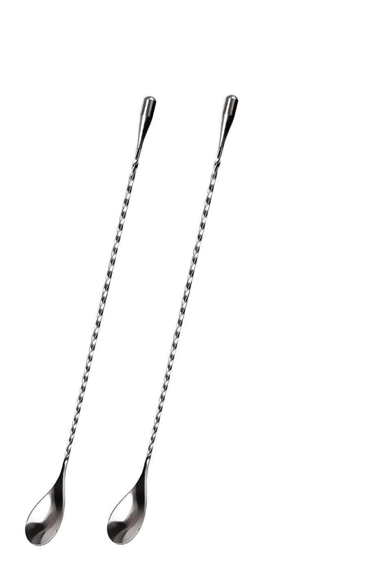 Treasure Exports Teardrop Twisted Design Bar Spoon Premium Cocktail Mixing Spoon Long Handle Stirring Spoon, Shaker Spoon 30 cm : 2 Pcs Set - TREASURE EXPORTS