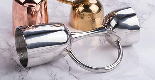 Treasure Exports Premium Peg Measurer Jigger 30 and 60 ml with Handle and Rose Gold with Handle Set of 2 - TREASURE EXPORTS