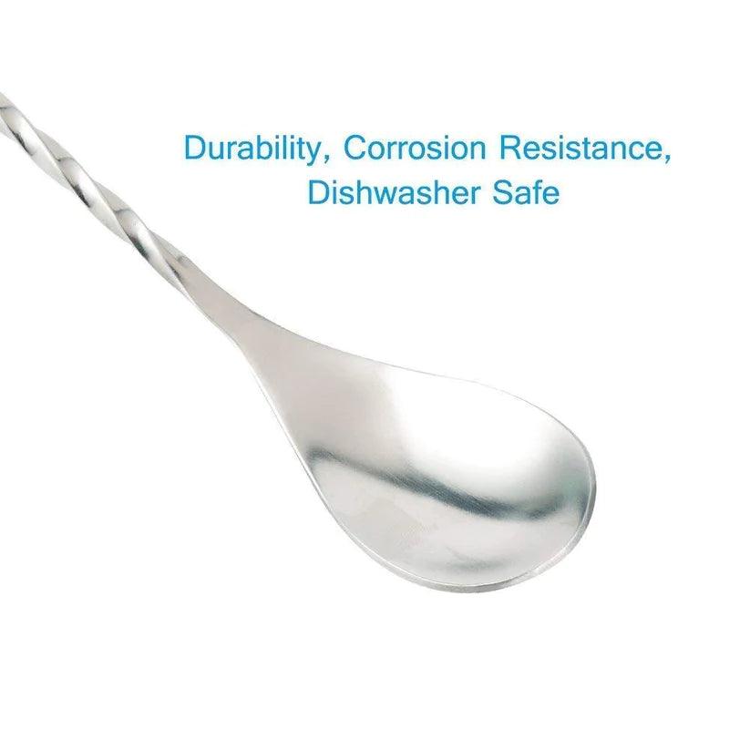 Treasure Exports Teardrop Twisted Design Bar Spoon, Japanese Style Teardrop End Design Cocktail Mixing Spoon 12 Inches : 4 Pcs Set - TREASURE EXPORTS