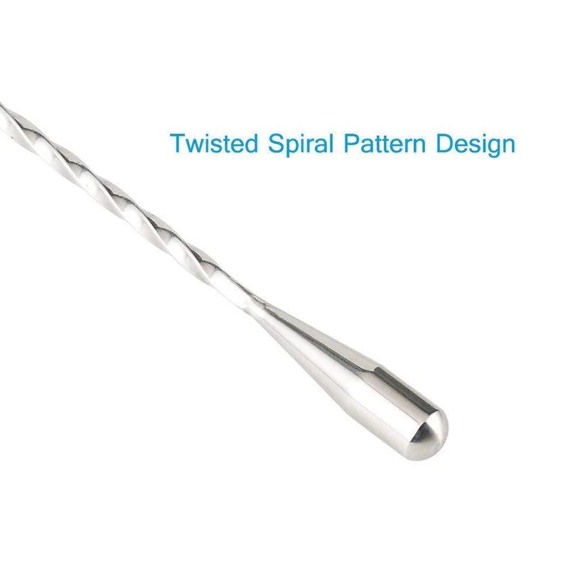 Treasure Exports Teardrop Twisted Design Bar Spoon, Japanese Style Teardrop End Design Cocktail Mixing Spoon 12 Inches : 4 Pcs Set - TREASURE EXPORTS