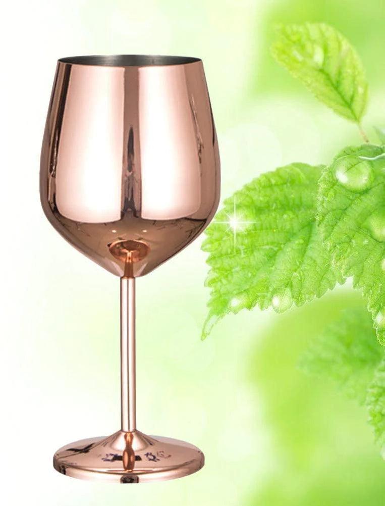 Treasure Exports Stainless Steel Stemmed Wine Glasses, Shatter Proof Unbreakable Wine Glass Goblets, Premium Gift for Men and Women - 350 ml Set of 2 Pcs - TREASURE EXPORTS