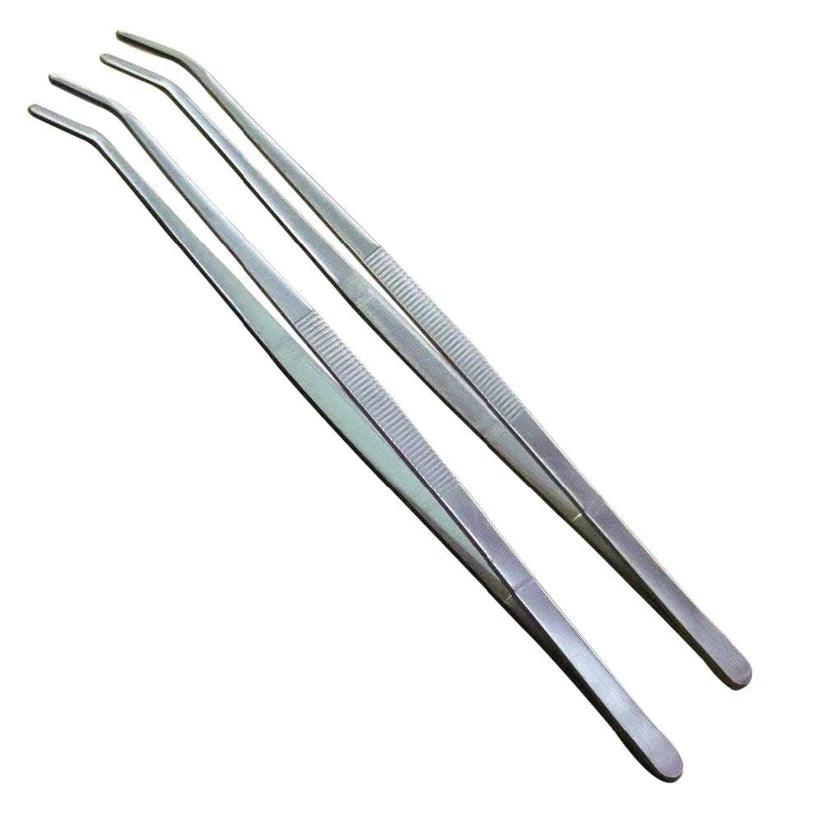 Treasure Exports Extra Long Stainless Steel Kitchen Tweezer, Long Food Tongs, Curved Tip Home Medical Tweezers, Garden Kitchen Tool: 12 Inches - TREASURE EXPORTS