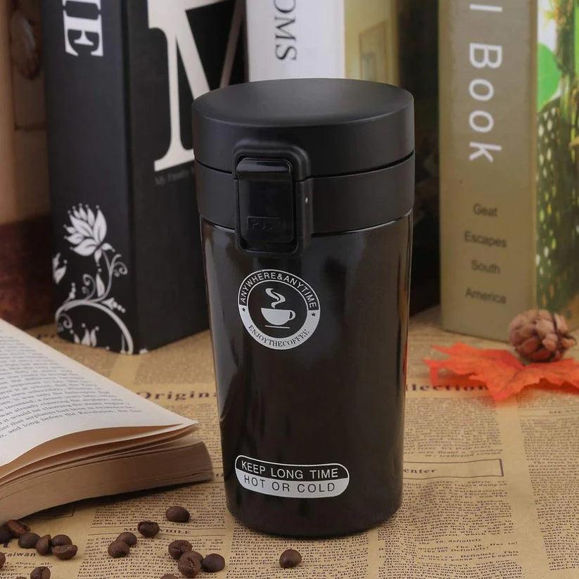 Treasure Exports Double Wall Vacuum Insulated Travel Stainless Steel Coffee 300ml (Black) - TREASURE EXPORTS
