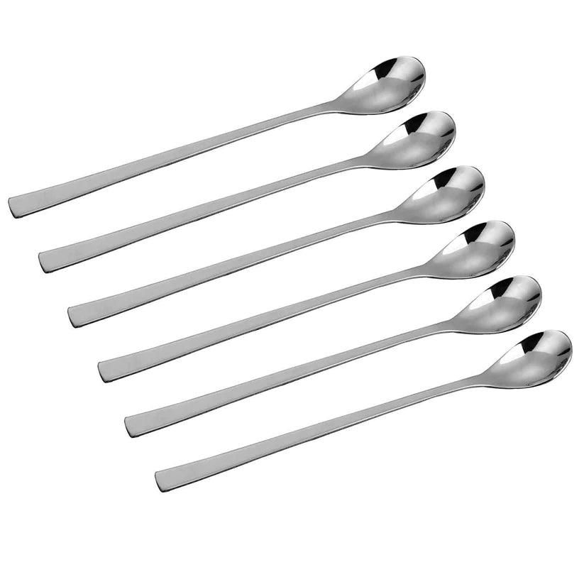Treasure Exports Long Handle Mixing Stirring Spoon for Tall Glasses, Ice Tea Coffee Ice Cream Cocktail Bar Stainless Steel, Soda Spoon, Bourn Vita/Horlicks, Milkshake Spoon 8" : Set of 4 - TREASURE EXPORTS