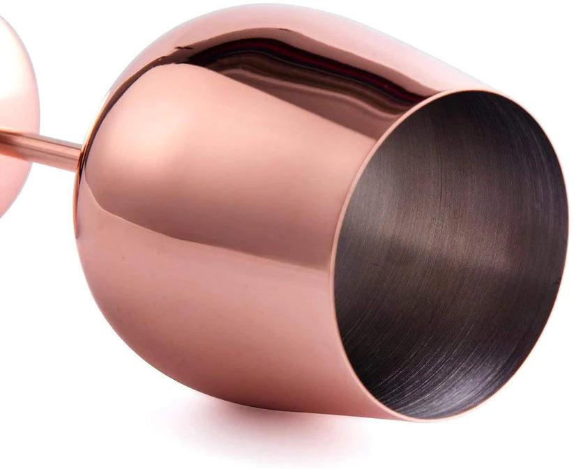 Treasure Exports Stainless Steel Stemmed Wine Glasses, Copper Coated Unbreakable Wine Glass, Premium Gift for Men and Women-350 ml Set of 6 Pcs - TREASURE EXPORTS