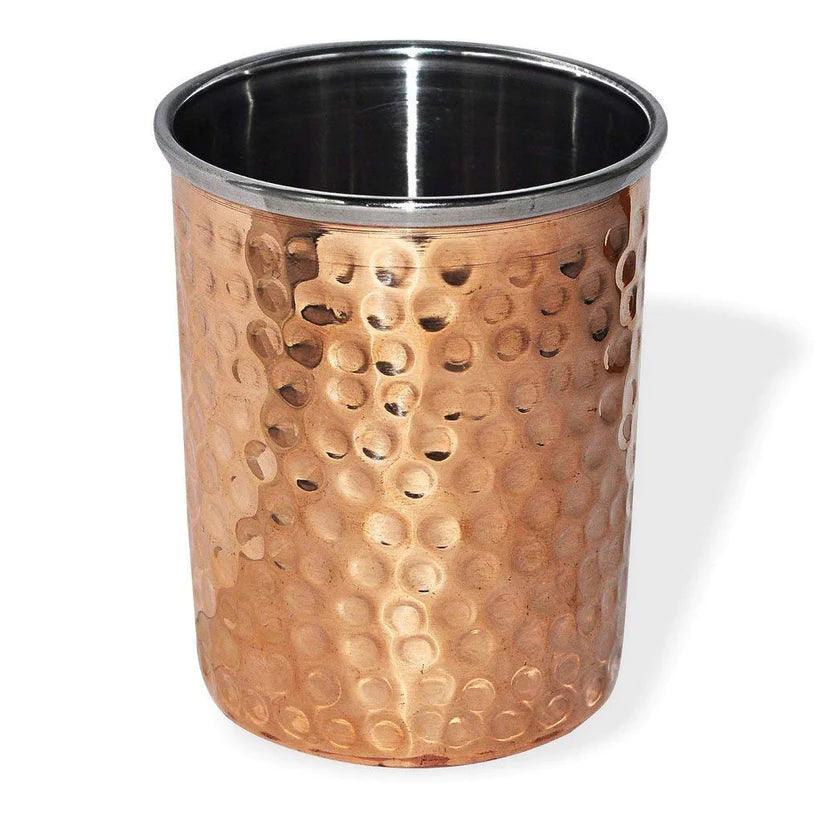 Treasure Exports Steel Copper Hammered Dinner Set, Thali Set 7 Pieces, Dinnerware, Diameter 13" Inch (Brown) - TREASURE EXPORTS