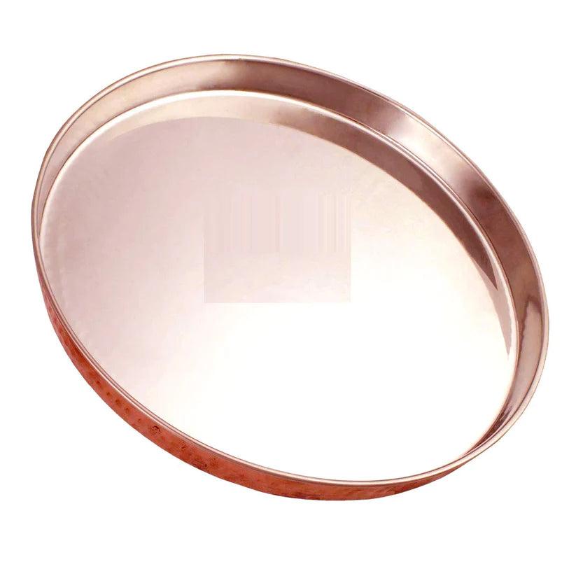 Treasure Exports Steel Copper Hammered Dinner Set, Thali Set 7 Pieces, Dinnerware, Diameter 13" Inch (Brown) - TREASURE EXPORTS