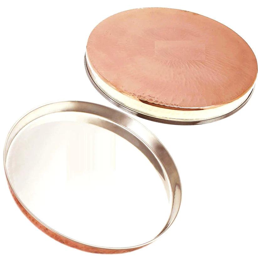 Treasure Exports Steel Copper Hammered Dinner Set, Thali Set 7 Pieces, Dinnerware, Diameter 13" Inch (Brown) - TREASURE EXPORTS