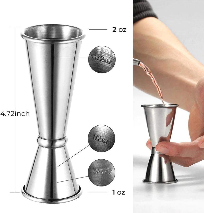 Treasure Exports Cocktail Set Peg Measuring Jigger Mixing Spoon Muddler Pro Bar Tools Set: 2 Pieces - TREASURE EXPORTS