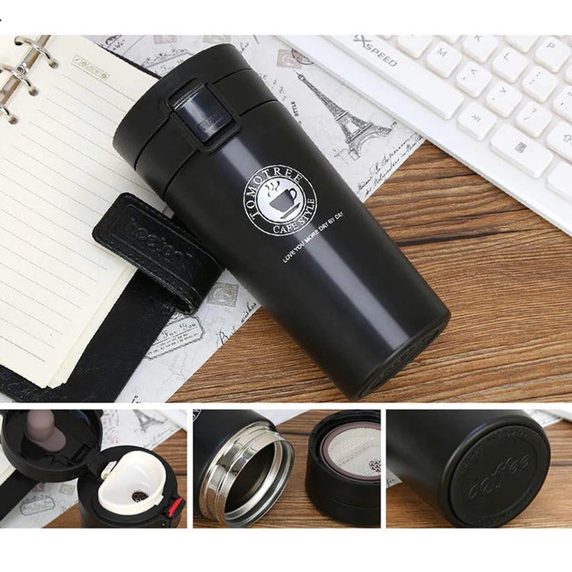 Treasure Exports Double Wall Vacuum Insulated Travel Stainless Steel Coffee 300ml (Black) - TREASURE EXPORTS
