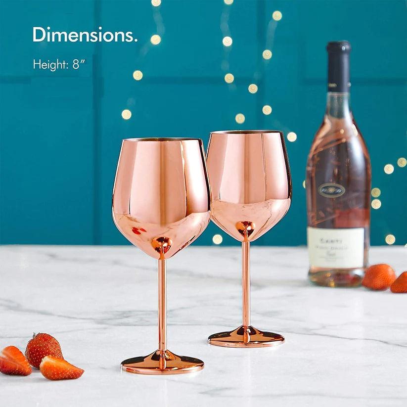Treasure Exports Stainless Steel Stemmed Wine Glasses, Shatter Proof Unbreakable Wine Glass Goblets, Premium Gift for Men and Women - 350 ml Set of 2 Pcs - TREASURE EXPORTS