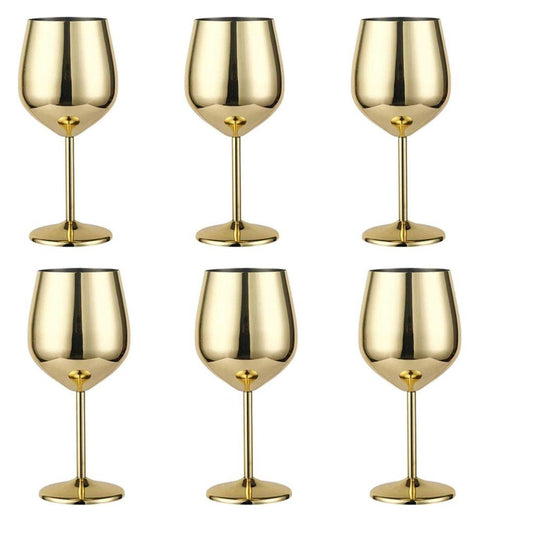 Treasure Exports Stainless Steel Stemmed Wine Glasses, Copper Coated Unbreakable Wine Glass, Premium Gift for Men and Women-350 ml Set of 6 Pcs - TREASURE EXPORTS