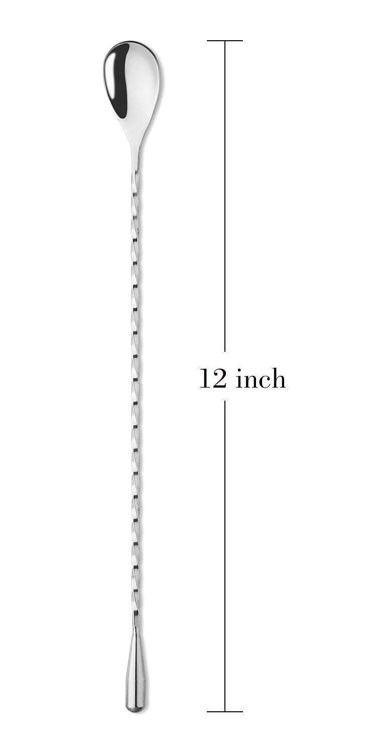 Treasure Exports Cocktail Spoon Bar Spoon Long Spoon Mixing Spoon 12 Inches with Peg Measurer, Jigger, Measure Cup 30ml/60ml: 2 Pcs - TREASURE EXPORTS