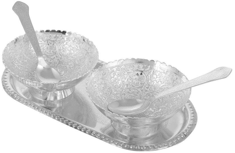 Treasure Exports Silver Plated Brass Bowl Set of 5 Pcs with Box Packing - TREASURE EXPORTS