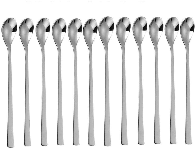 Treasure Exports Extra Long Spoon for Iced Tea, Coffee Ice Cream Spoon for Tall Glasses, Cocktail Bar Stainless Steel Spoon Milkshake Spoon: 12 Pcs Set - TREASURE EXPORTS