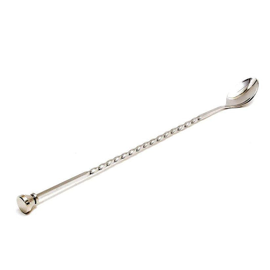 Treasure Exports Premium Bar Stirrer Spoon Twisted with Muddler top Long Spoon Cocktail Mixing Spoon Long Handle Stirring Spoon Stainless Steel Cocktail Spoon Bar Cocktail Shaker Spoon 11" Length : 1 Pc. - TREASURE EXPORTS