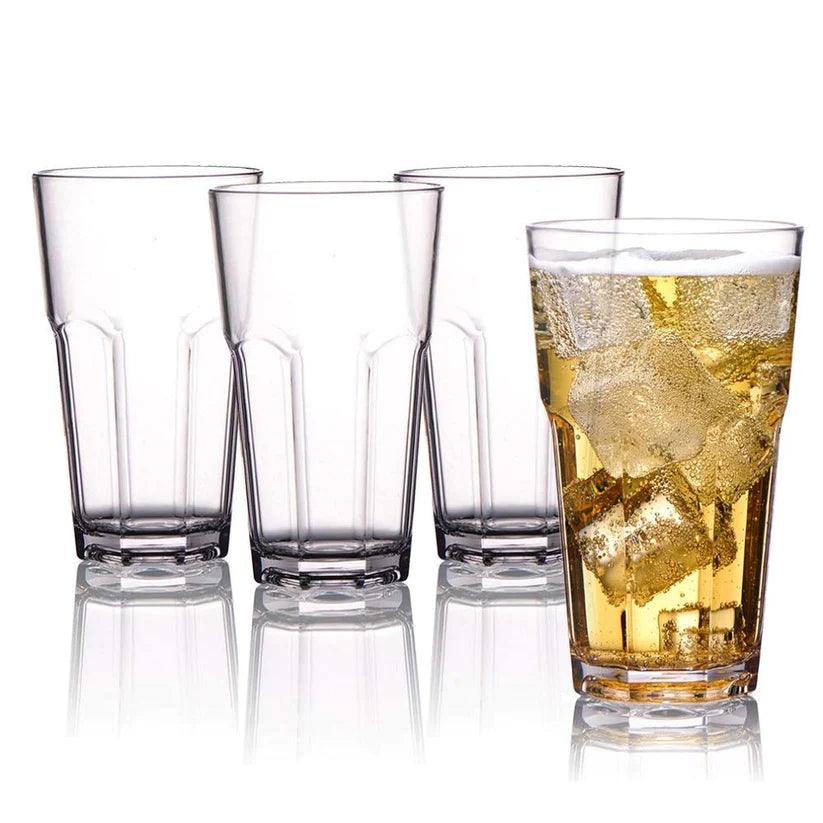 Treasure exports Unbreakable Polycarbonate Water Glass Wavy Shape, Juice Beverage Glass, Unbreakable Soda Water Glass (300 ml): 4 Pcs Set) - TREASURE EXPORTS