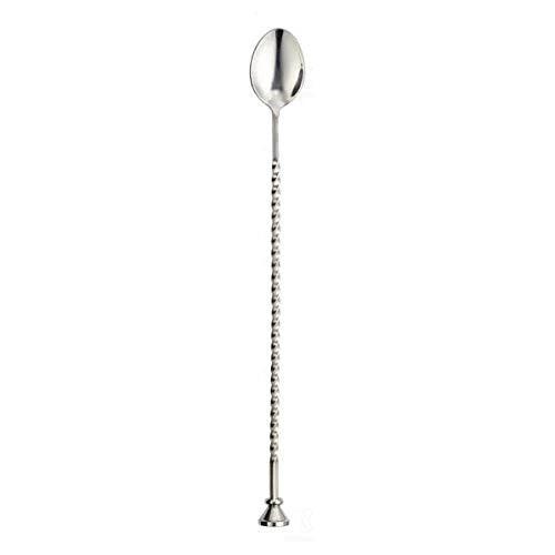 Treasure Exports Premium Bar Stirrer Spoon Twisted with Muddler top Long Spoon Cocktail Mixing Spoon Long Handle Stirring Spoon Stainless Steel Cocktail Spoon Bar Cocktail Shaker Spoon 11" Length : 1 Pc. - TREASURE EXPORTS
