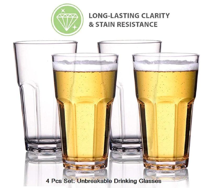 Treasure exports Unbreakable Polycarbonate Water Glass Wavy Shape, Juice Beverage Glass, Unbreakable Soda Water Glass (300 ml): 4 Pcs Set) - TREASURE EXPORTS
