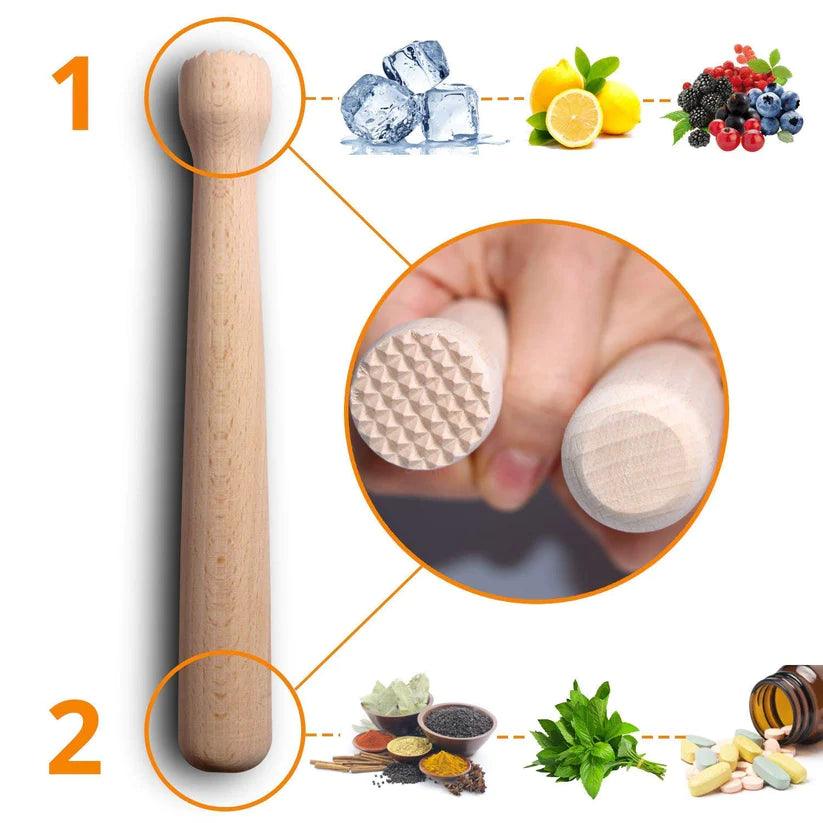 Treasure Exports Premium Bar Stirrer Spoon Twisted with Muddler top Wooden Mojito Muddler Cocktail Mixing Spoon Bar Spoon 11" Length - TREASURE EXPORTS