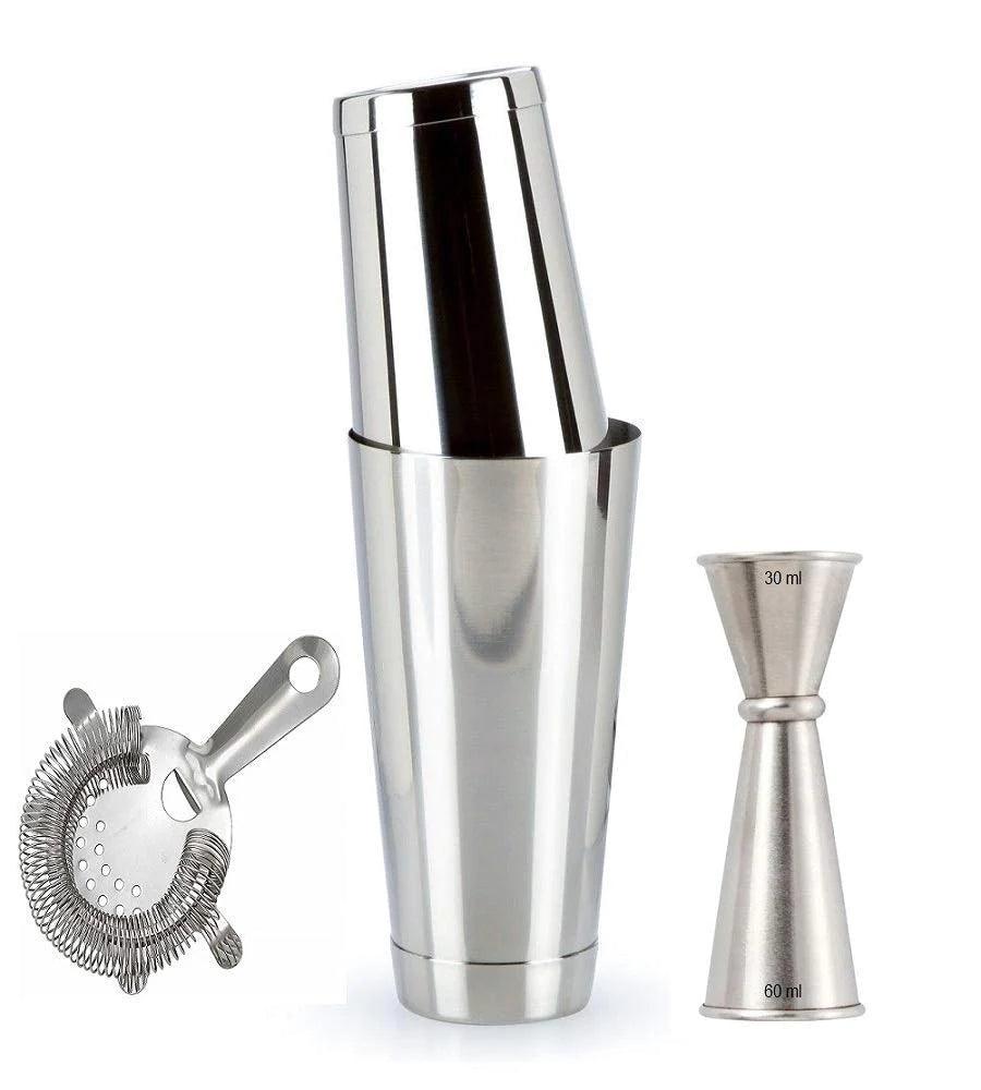 Treasure Exports Bartender Tools Kit, Professional Boston Shaker Set with Hawthorne Strainer and Japanese Jigger : 5 Pcs Set - TREASURE EXPORTS