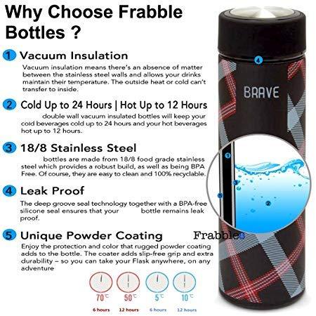 Treasure Exports Stainless Steel Double Wall Vacuum Insulated Flask 480 ml, Black Color (Brave) - TREASURE EXPORTS