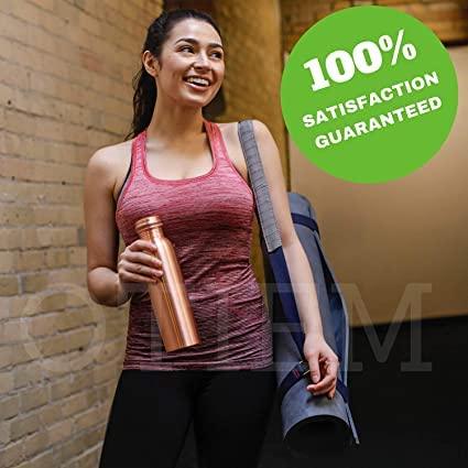 Treasure Plain Copper Bottle No Joint and Leak Proof Ayurvedic Health Benefits Copper Water Bottle for Yoga - TREASURE EXPORTS