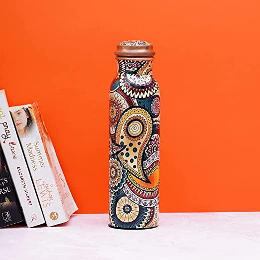 Treasure Meena Copper Designer Water Bottle with Advanced Leak Proof Protection and Joint Less - TREASURE EXPORTS