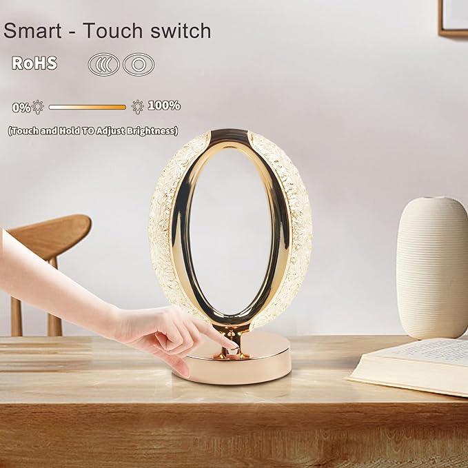 Treasure Touch Control Crystal Table Desk Lamp, 3-Way Dimmable Light, USB Rechargeable Crystal Diamond Table Lamp, Exquisite Night Stand Light Lamp Beside Lamp for Bedroom Living Room - TREASURE EXPORTS