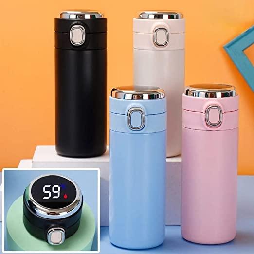 Treasure Vacuum Insulated Water Bottle with LED Temperature Display Stainless Steel Flask 420ml (Pack of 1, Random Colour) (Blue) - TREASURE EXPORTS