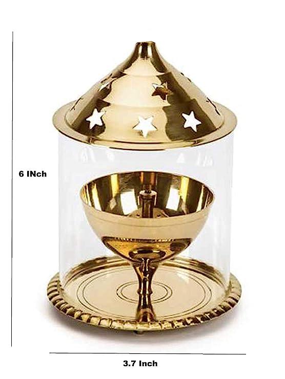 Treasure exports Brass Lamp Akhand Puja Diya 7 Inch(Large) - TREASURE EXPORTS