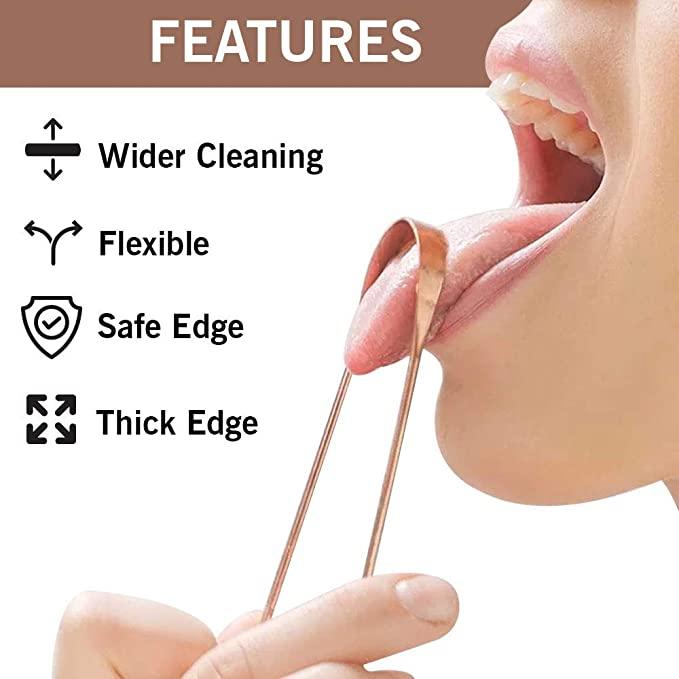 Treasure Premium Pure Copper Tongue Cleaner | Tongue Scraper for Adults and kids | 100% Pure Copper | Naturally Antibacterial | Cleans debris and gunk from tongue - TREASURE EXPORTS