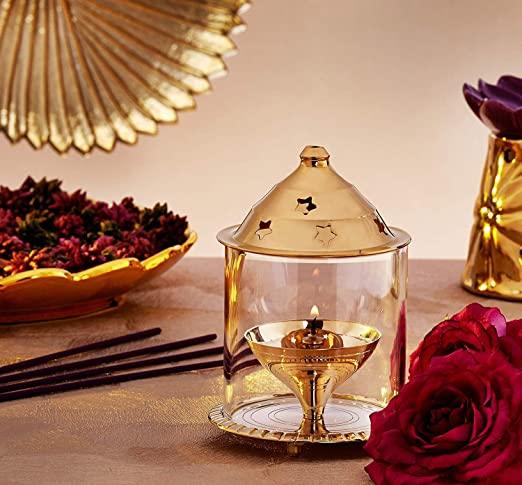 Treasure exports Brass Lamp Akhand Puja Diya 7 Inch(Large) - TREASURE EXPORTS